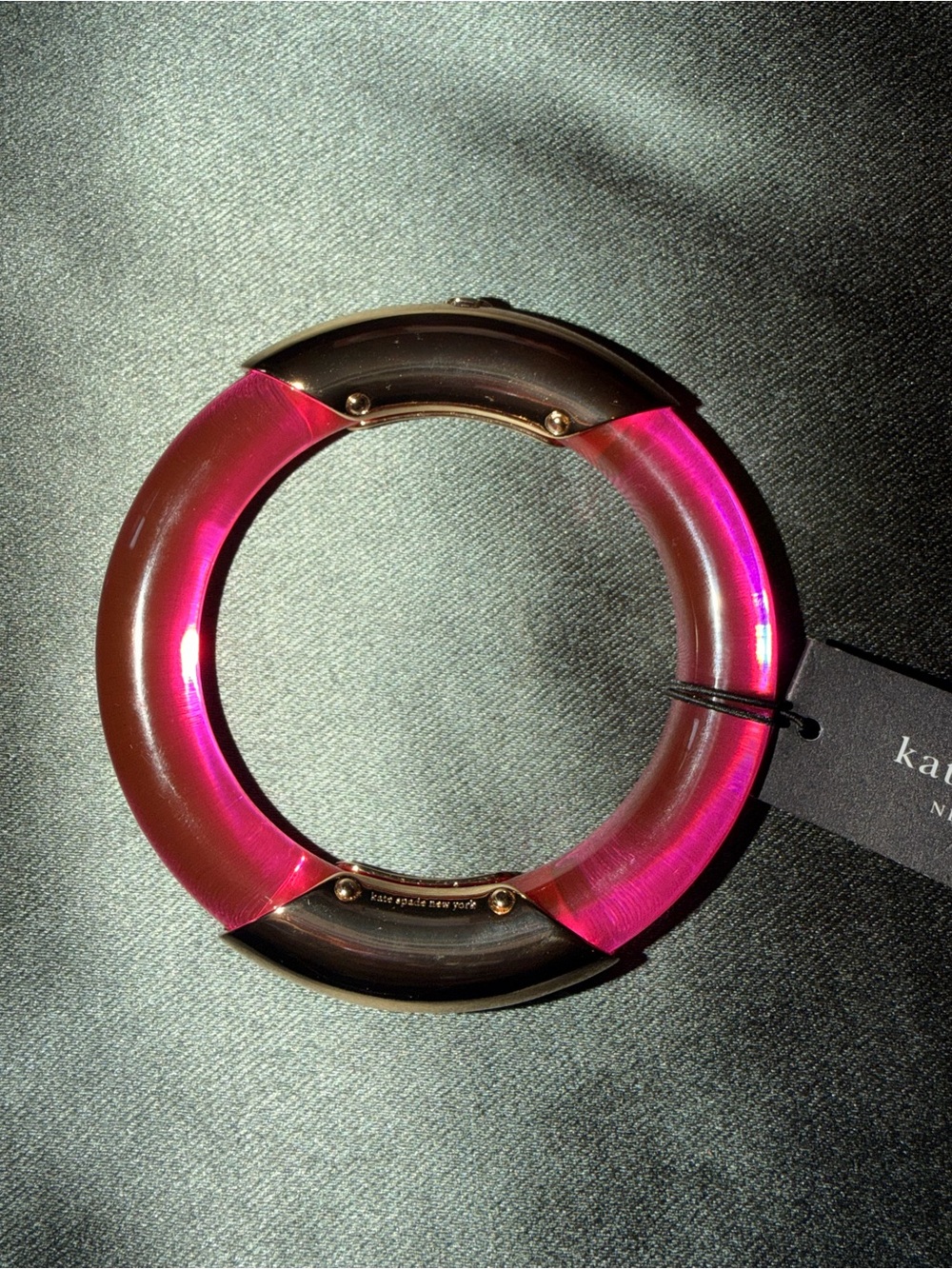 Kate Spade Pink Resin and Gold Bangle Bracelet with Gold Accents